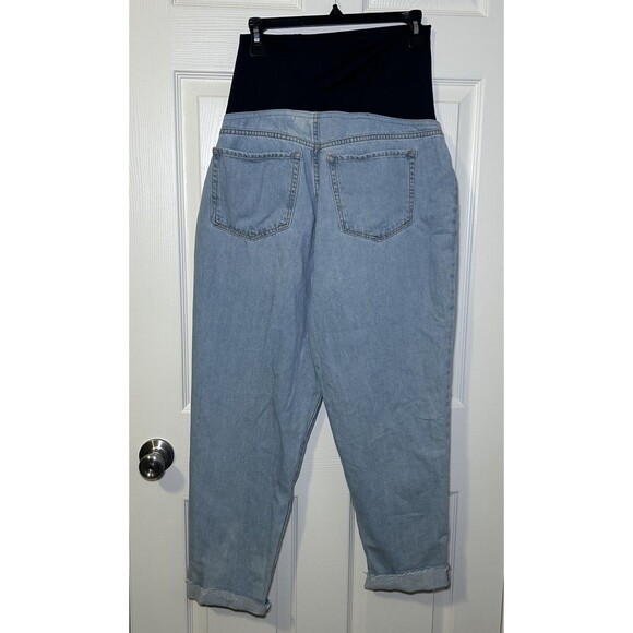 Ingrid & Isabel Maternity Light Wash Boyfriend Jeans Crossover Panel Size 8 NWT - Picture 4 of 7